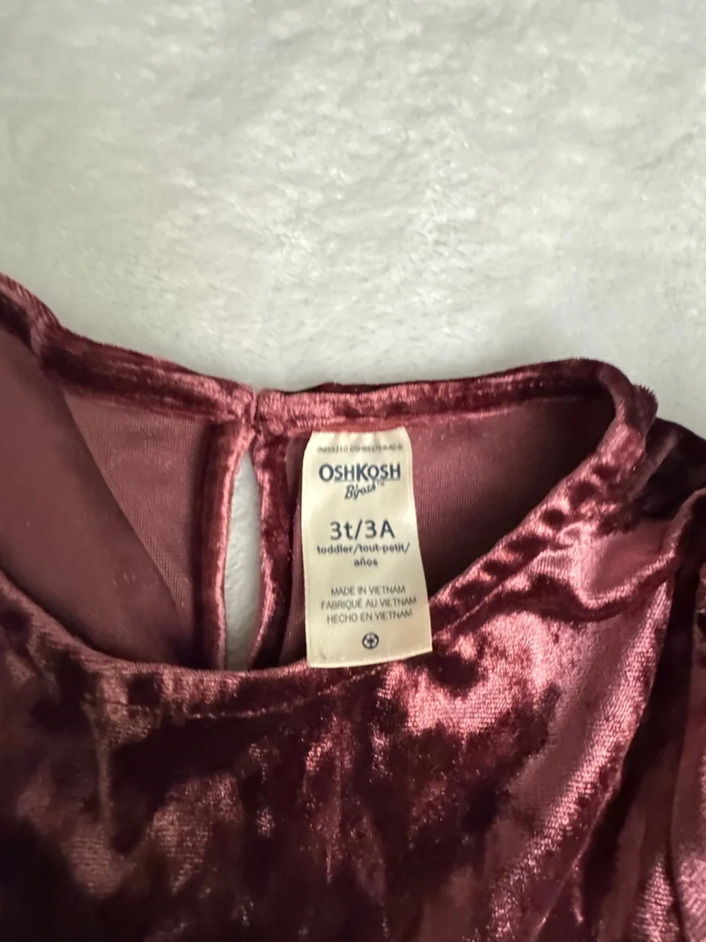 OshKosh B'gosh Girls' Velvet Tiered Dress in Burgundy